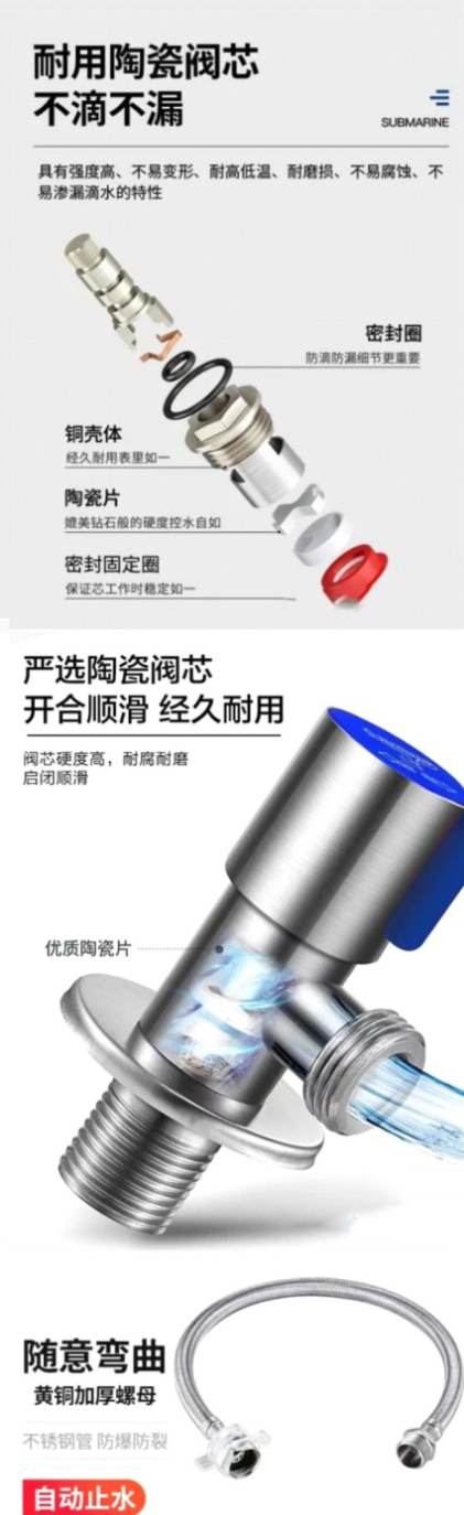 潜水艇角阀